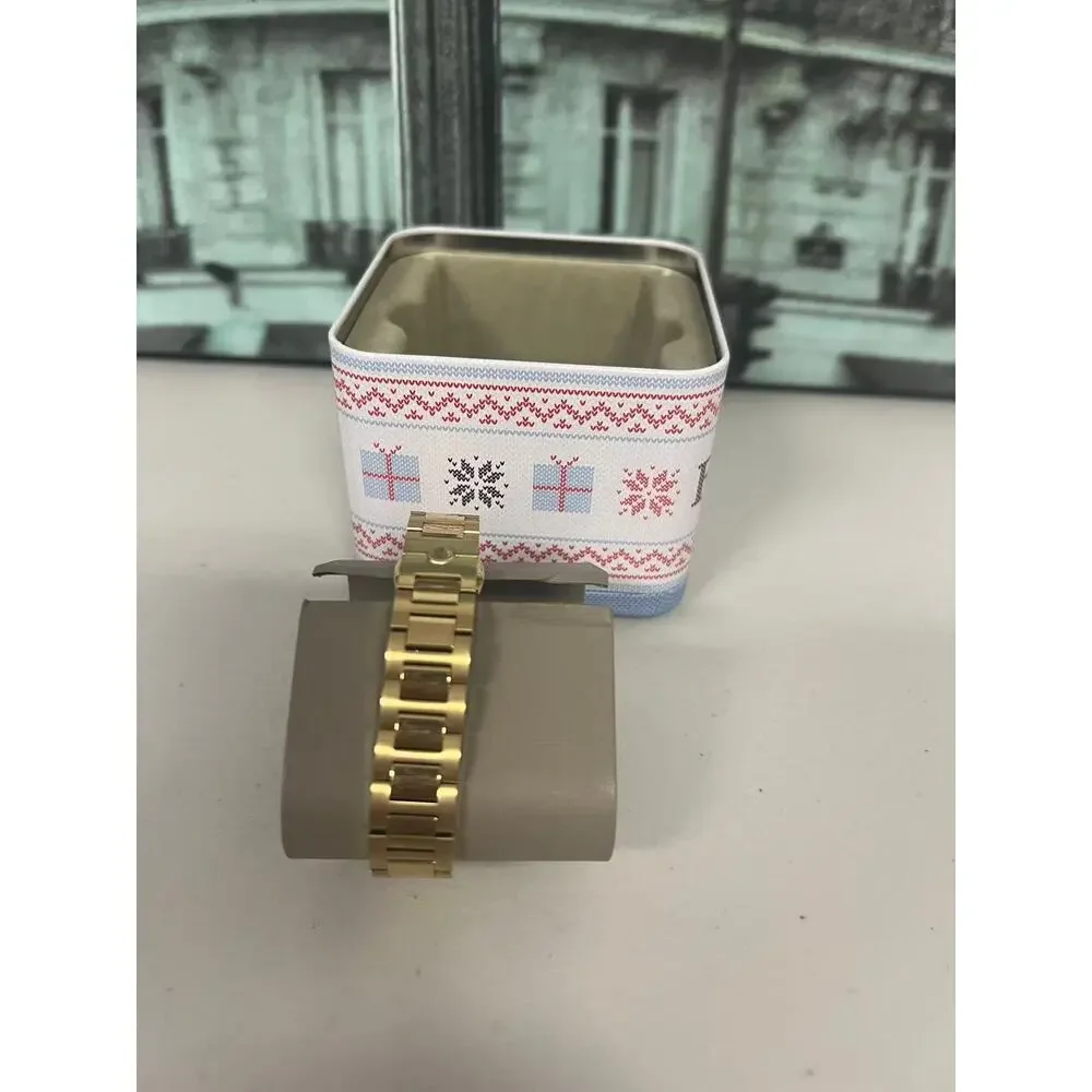 Tory Burch TBW2004 Womens Gold Tone Stainless Steel Link Watch White Dial